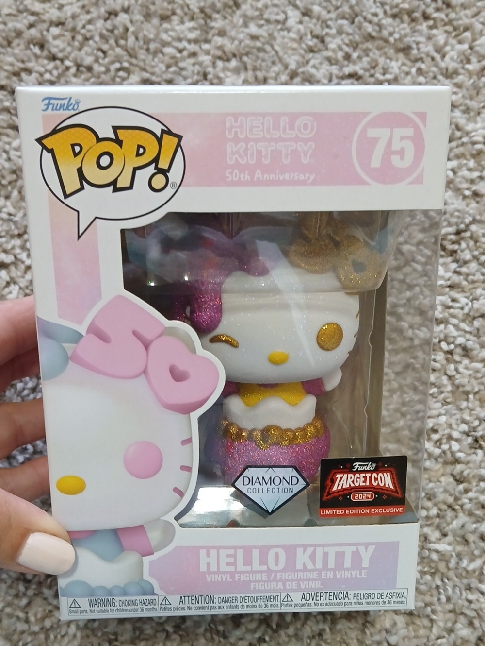 Funko Hello Kitty Diamond Collection Pink & Gold Glitter Vinyl Figure